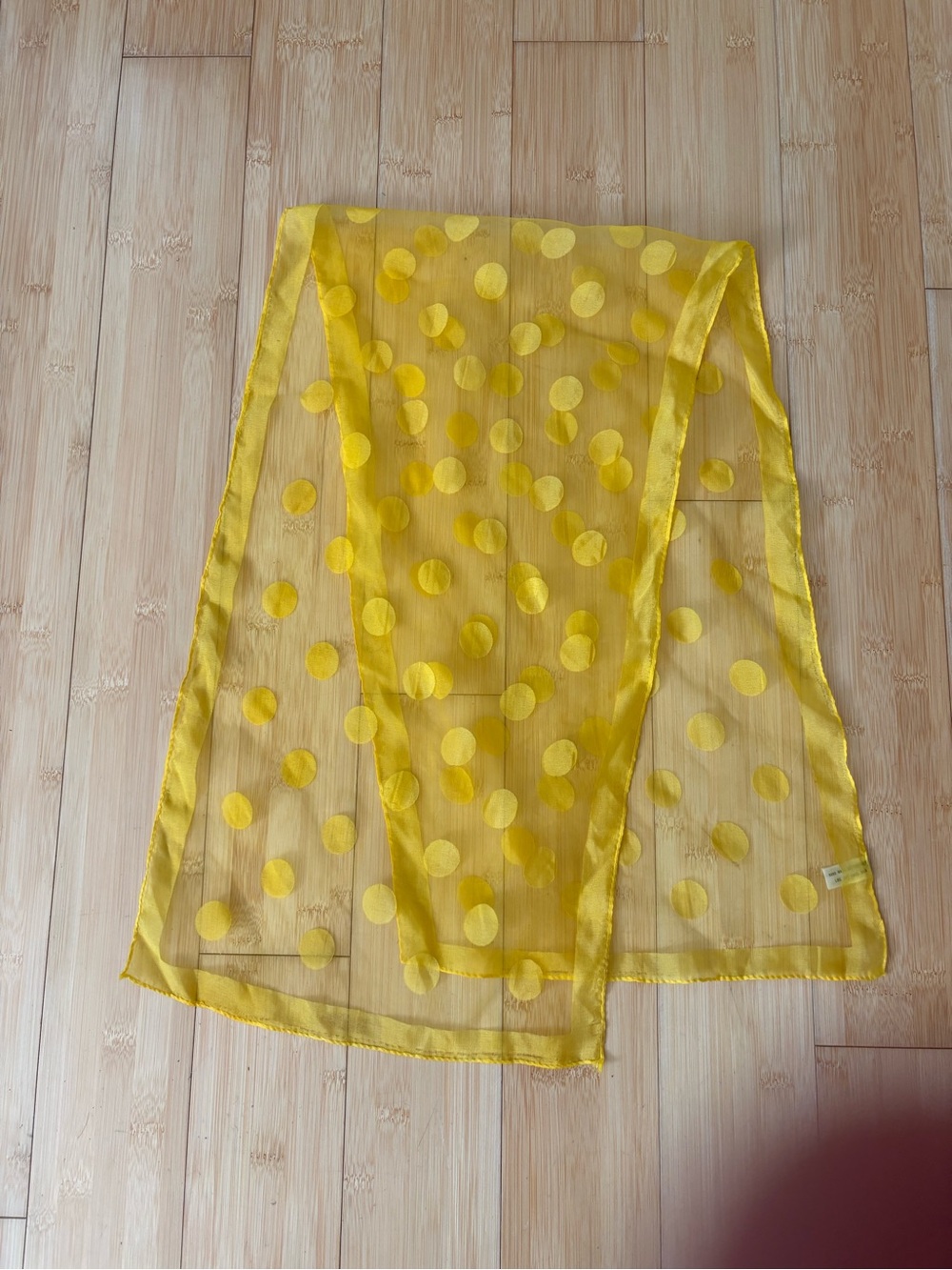 Vintage Yellow Sheer Polka Dot Scarf